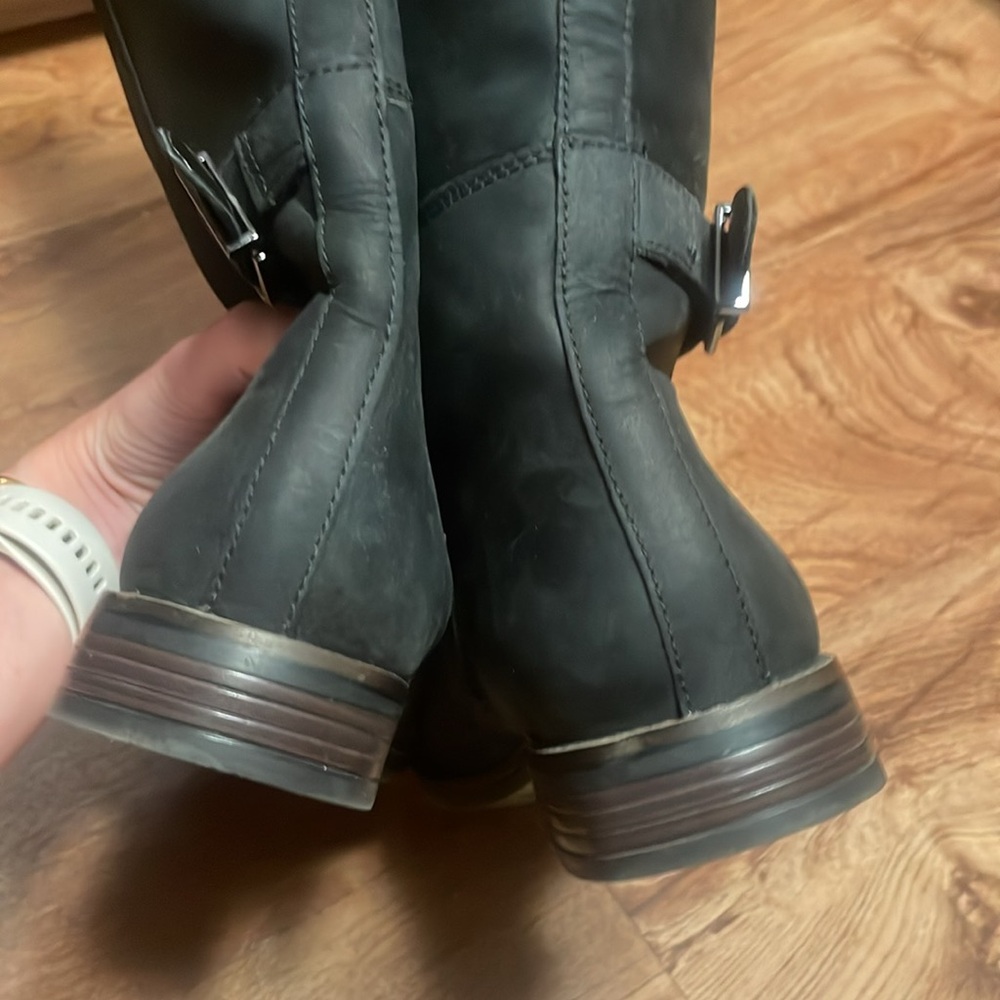Clarks Black Over-the-Knee Leather Boots - Picture 5 of 9